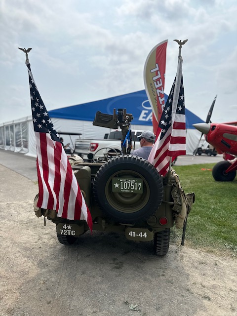 Patriotic Jeep at EAA AirVenture 2024-Oshkosh WI.