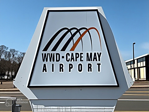 Cape May County Airport sign, Cape May, New Jersey.