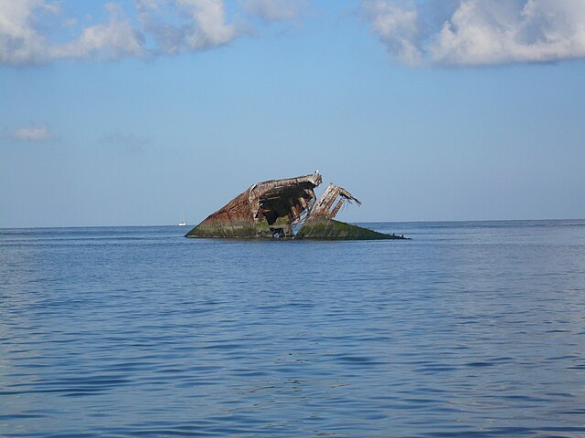 The remains of the famous cement SS Atlantus off of the New Jersey Coast.
