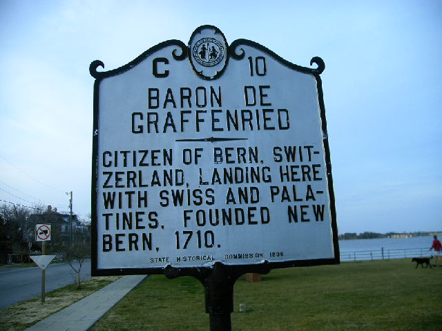 Historical marker about the origins of the name for New Bern, NC