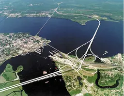 Aerial view-Neuse River Bridge, New Bern, NC.
