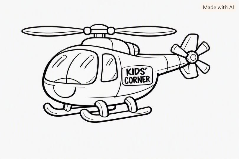 Sunday FunDay helicopter coloring page.